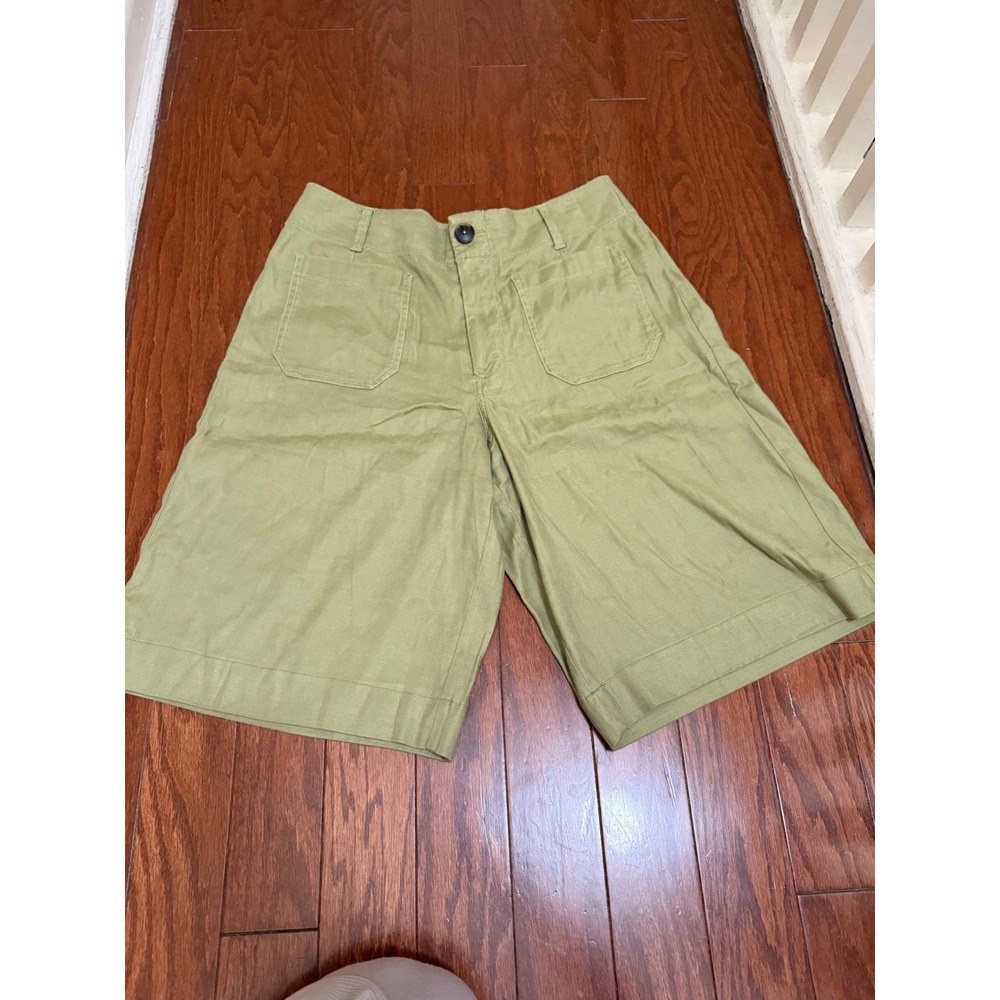 Maeve Anthropologie The Colette Longline Shorts Sage Green Olive Size 32 Utility